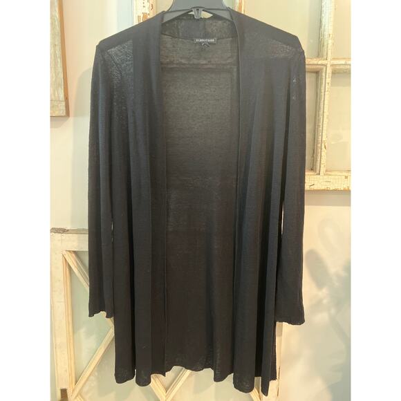 Eileen Fisher size small black linen blend cardigan sweater - Picture 1 of 3